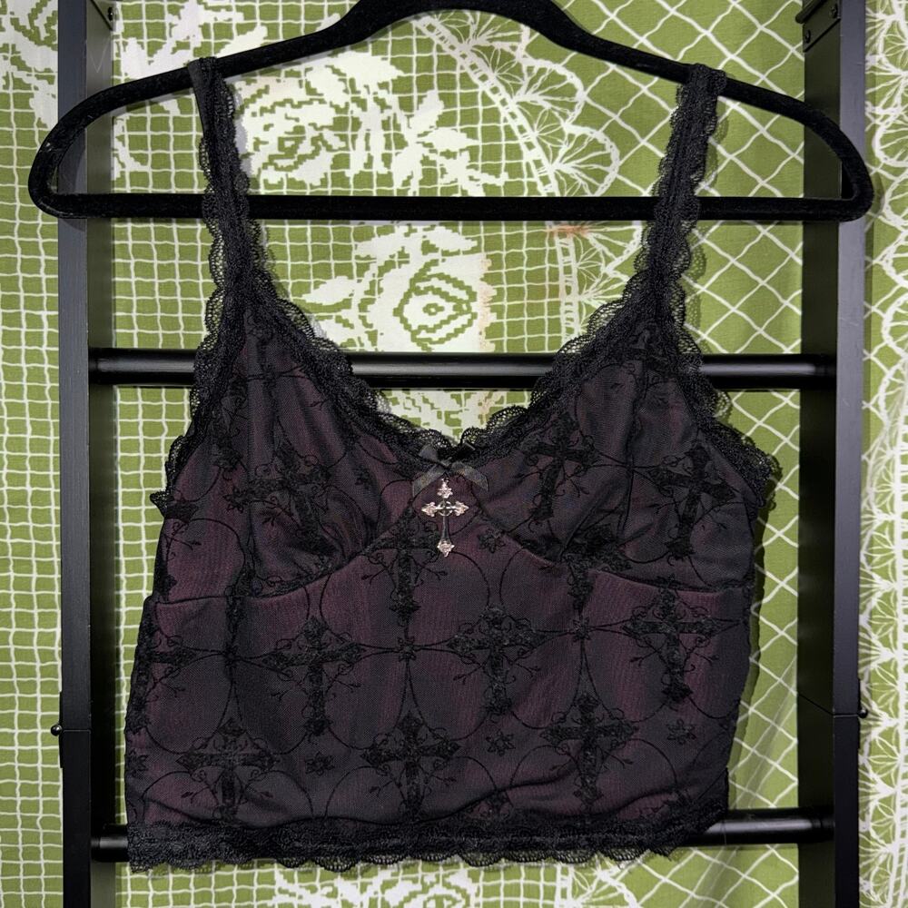 🥀 Vintage Gothic Cross Lace Cami 🥀